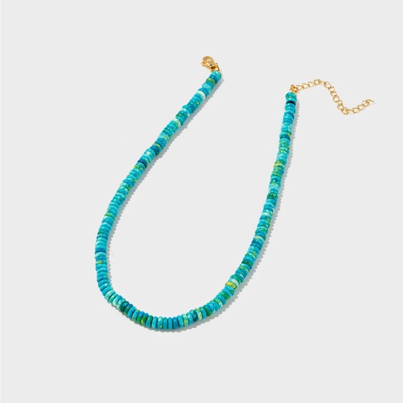 NWOT Allie + Bess Isla Necklace ✨ Turquoise Beaded Necklace with Gold Accents - Picture 4 of 9